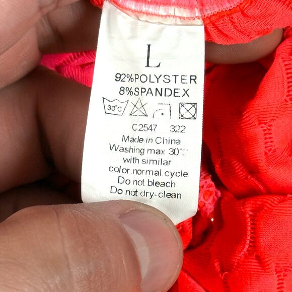 Coral Pink Anti-Cellulite Textured Leggings L High Waist Butt Lift Yoga TikTok - Picture 7 of 8